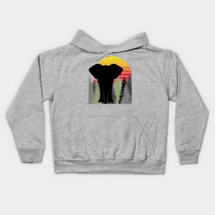 Vintage retro sunset art of zoo Kids Hoodie